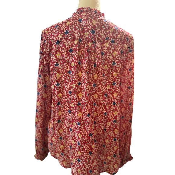 Maeve Anthropologie Marisol Ruffle Blouse, 100% Viscose, Size 4, Floral Star - Picture 3 of 5